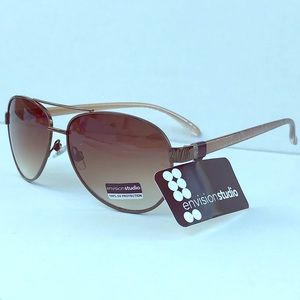 New Envision Studio SUNGLASSES Tan metal pilot